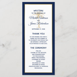 Programa Elegante Boda moderno de palmera dorada azul de la