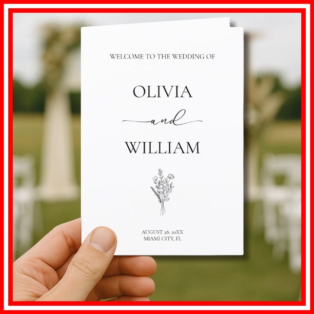 Programa Elegante Boda moderno negro y blanco sencillo (Subido por el creador)