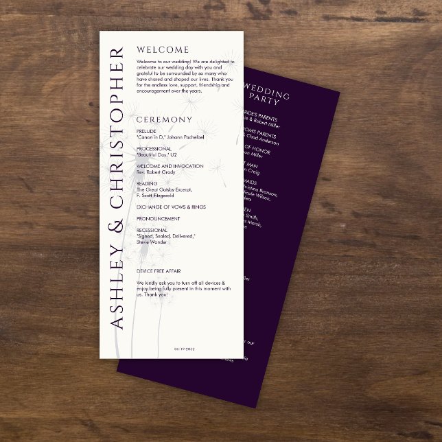 Programa Elegante Boda moderno oscuro morado (Subido por el creador)