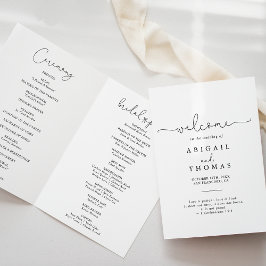 Programa Elegante Boda plegado de caligrafía simple