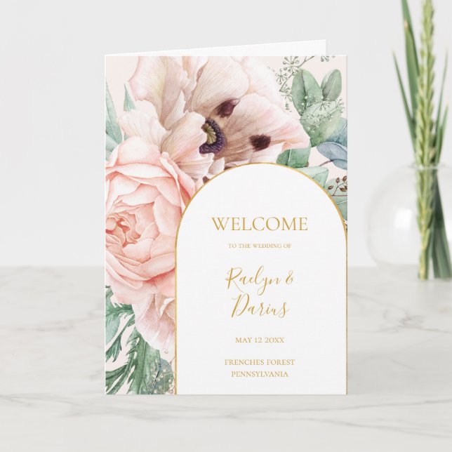 Programa Elegante Boda plegado de Rubor Floral Garden Paste (Anverso)