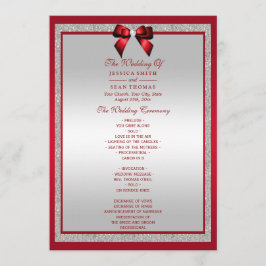 Programa Elegante Boda Purpurina rojo y plateado