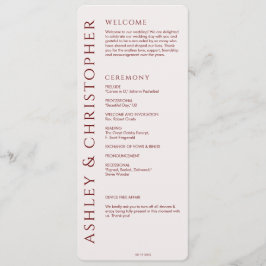 Programa Elegante Boda Rojo Crimson Moderno