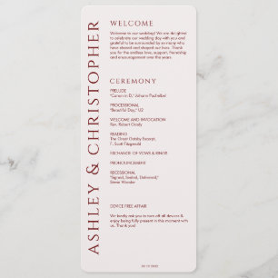 Programa Elegante Boda Rojo Crimson Moderno