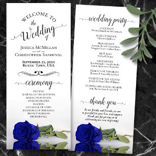 Programa Elegante Boda romántico azul real o cobalto Rosa