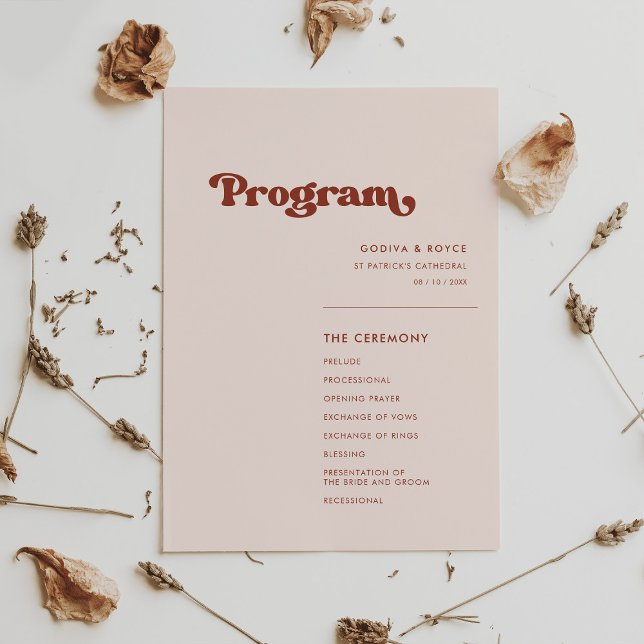 Programa Elegante boda rosa de durazno retro (Subido por el creador)