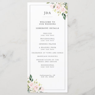 Programa Elegante Boda Rubor Floral Eucalyptus Greenery