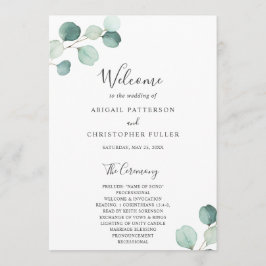 Programa Elegante Boda Simple de Salvia Verde Eucalipto