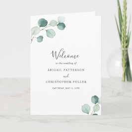 Programa Elegante Boda Simple de Verde Salvia Eucalipto