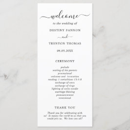 Programa Elegante Boda Simple en Blanco y Negro