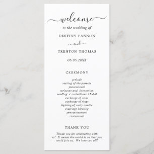 Programa Elegante Boda Simple en Blanco y Negro