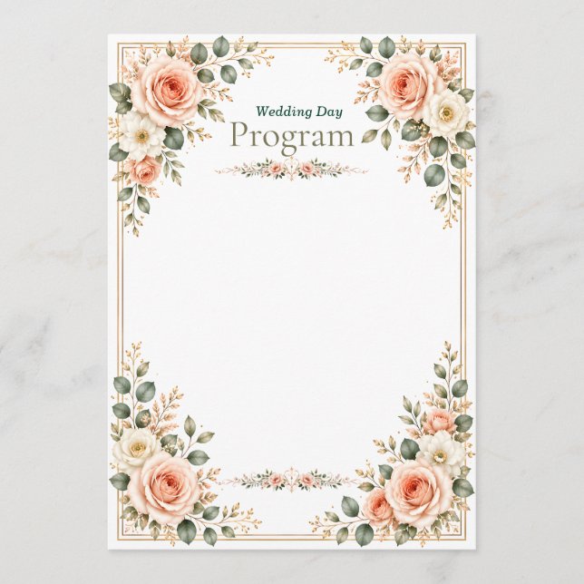 Programa Elegante boda verde esmeralda y crema (Anverso)