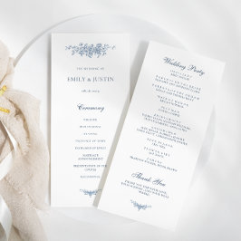 Programa Elegante Boda Vintage Floral Azul