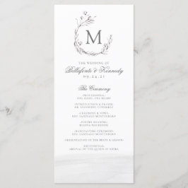 Programa Elegante Boda Wreath de color blanco gris