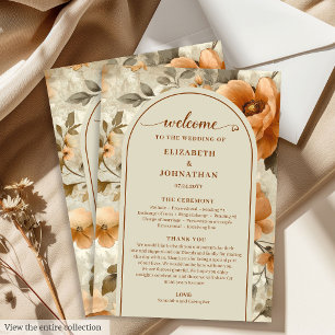 Programa Elegante Boho Naranja Quemada Marfil Día de Boda