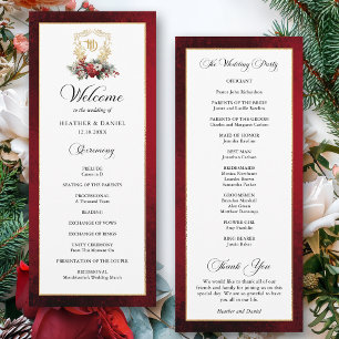 Programa Elegante caligrafía Boda rojo y oro
