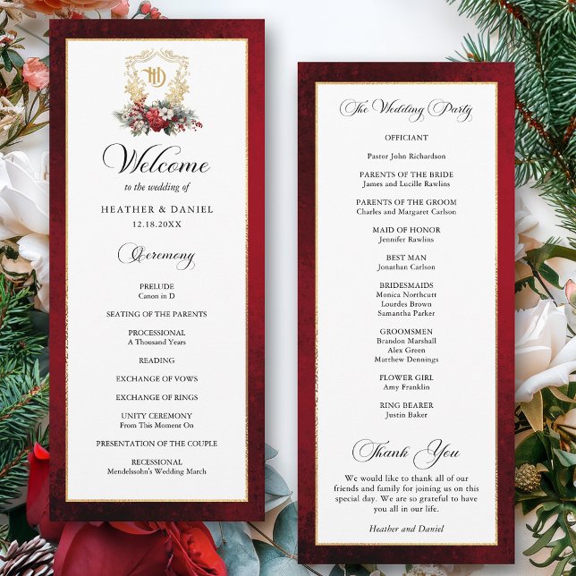 Programa Elegante caligrafía Boda rojo y oro (Subido por el creador)