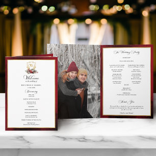 Programa Elegante caligrafía Boda rojo y oro