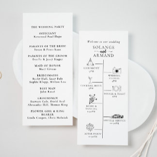Programa Elegante caligrafía clásica Boda de línea de tiemp