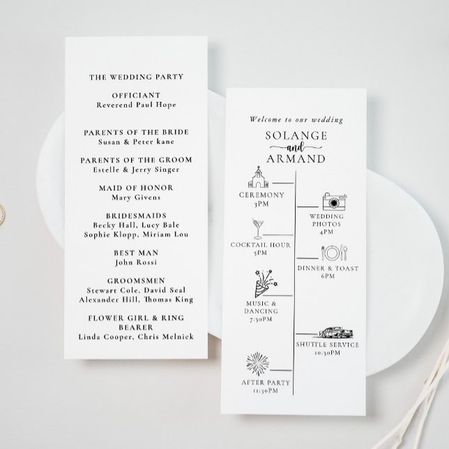 Programa Elegante caligrafía clásica Boda de línea de tiemp (Subido por el creador)