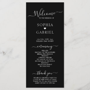 Programa Elegante caligrafía guión escritura Boda negro