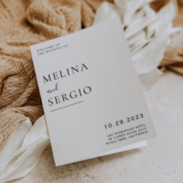 Programa Elegante caligrafía Minimalista Boda doblado