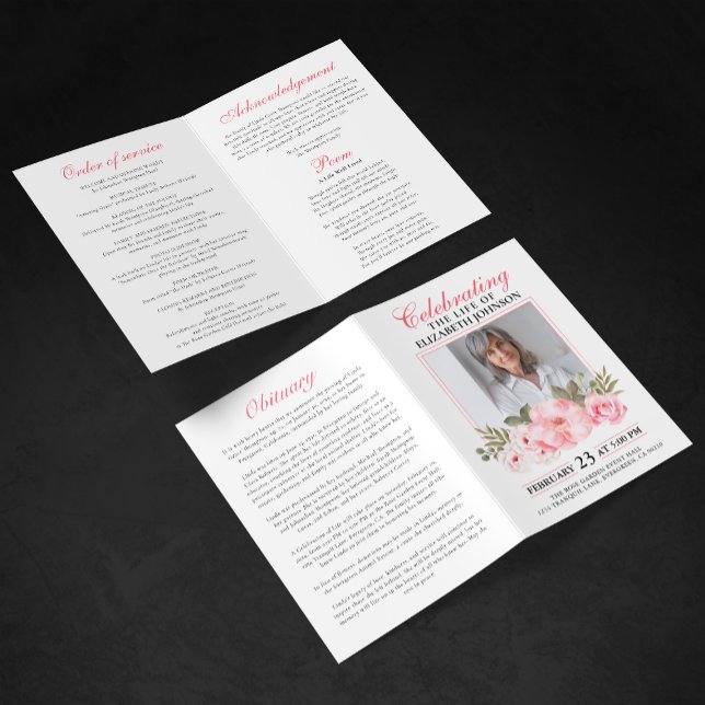 Programa Elegante Celebración de la Vida Floral Rosa en Mem (Subido por el creador)