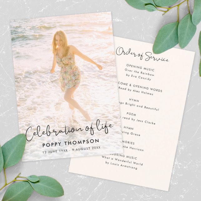 Programa Elegante celebración de la vida Orden del funeral  (Subido por el creador)