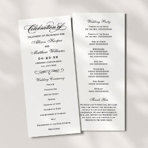 Programa Elegante Ceremonia de Boda con Caligrafía Negra
