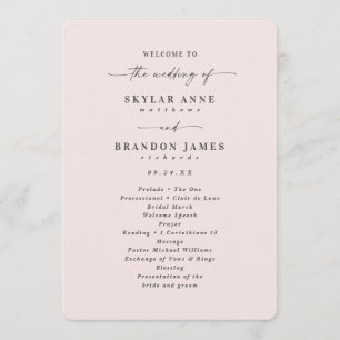 Programa Elegante Ceremonia de Boda de Porcelana Rosa Sólid