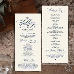 Programa Elegante ceremonia de boda en azul marino y marfil