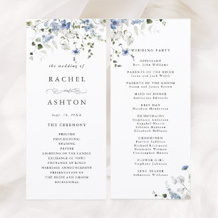 Programa Elegante ceremonia de boda floral azul blanca verd