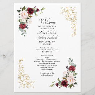 Programa Elegante ceremonia de Boda floral de Relieve metal