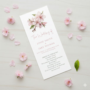 Programa Elegante Ceremonia de boda mínima de cerezo en flo
