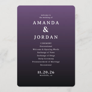 Programa Elegante Ceremonia de Boda Morada