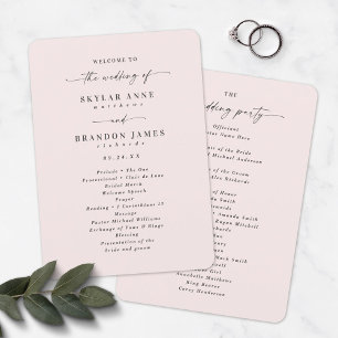 Programa Elegante Ceremonia de Boda rosa de porcelana sólid