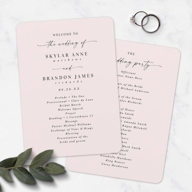 Programa Elegante Ceremonia de Boda rosa de porcelana sólid (Subido por el creador)