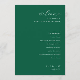 Programa Elegante Ceremonia de Boda Verde