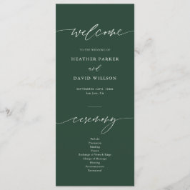 Programa Elegante ceremonia de Boda verde esmeralda