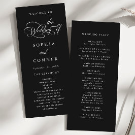 Programa Elegante Charm Script Boda Ceremonia Negro