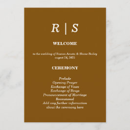 Programa Elegante Classic Brow Monogram Wedding Card