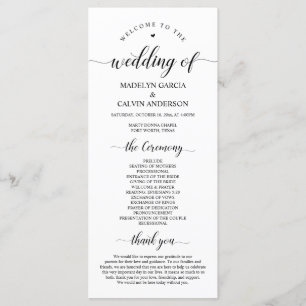 Programa Elegante Classy, escritura negra, ceremonia Boda