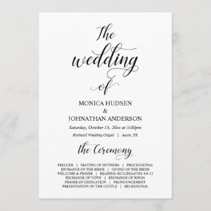 Programa Elegante Classy, escritura negra, ceremonia Boda