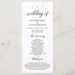 Programa Elegante Classy, escritura negra, ceremonia Boda