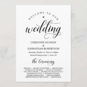 Programa Elegante Classy, escritura negra, ceremonia Boda