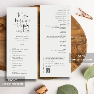Programa Elegante Código QR de Guión Mínimo Boda Plano
