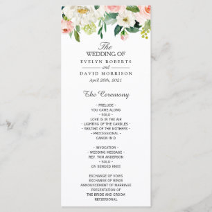 Programa Elegante color de agua Rubor Boda de flores rosada