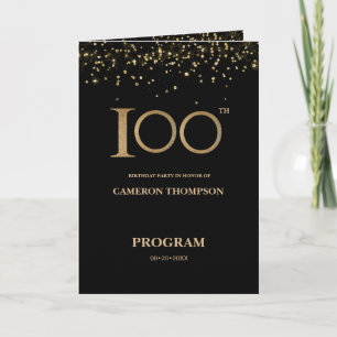Programa Elegante confeti de oro negro personalizado cumple
