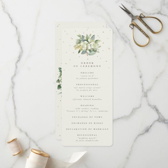Programa Elegante Cream Snowberry+Eucalyptus Bouquet Boda (Anverso/Reverso In Situ)