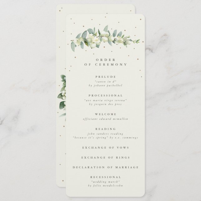 Programa Elegante Crema Snowberry+Eucalyptus Stem Boda (Anverso / Reverso)